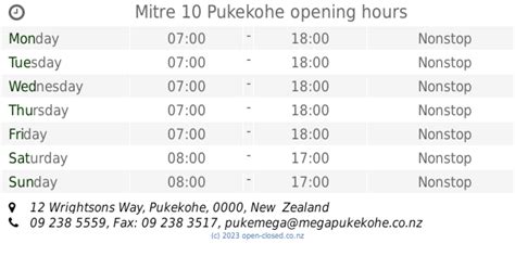 mitre 10 opening hours nz